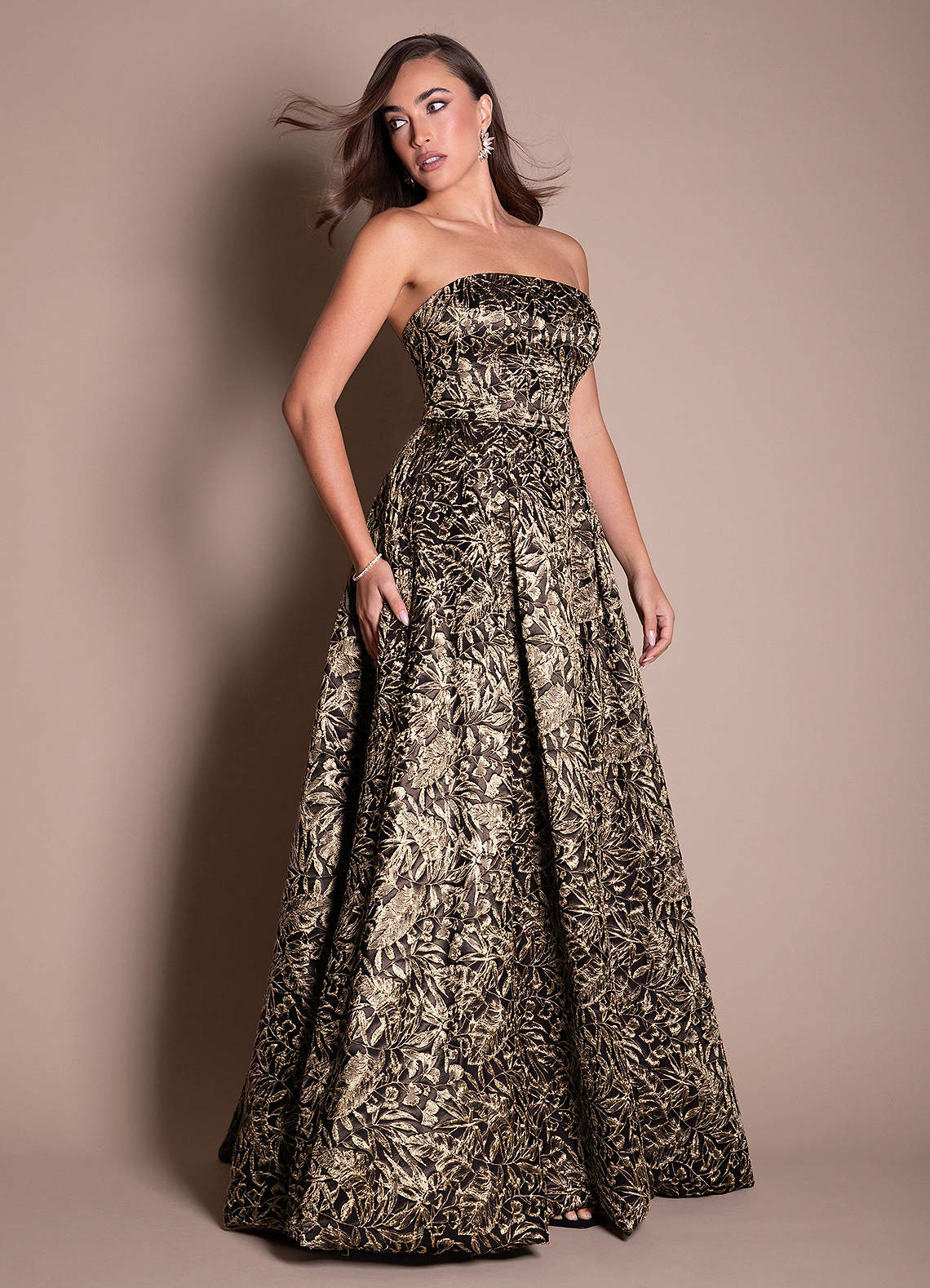 Valeri Ebony Gold Gown Ready to Ship | Azazie