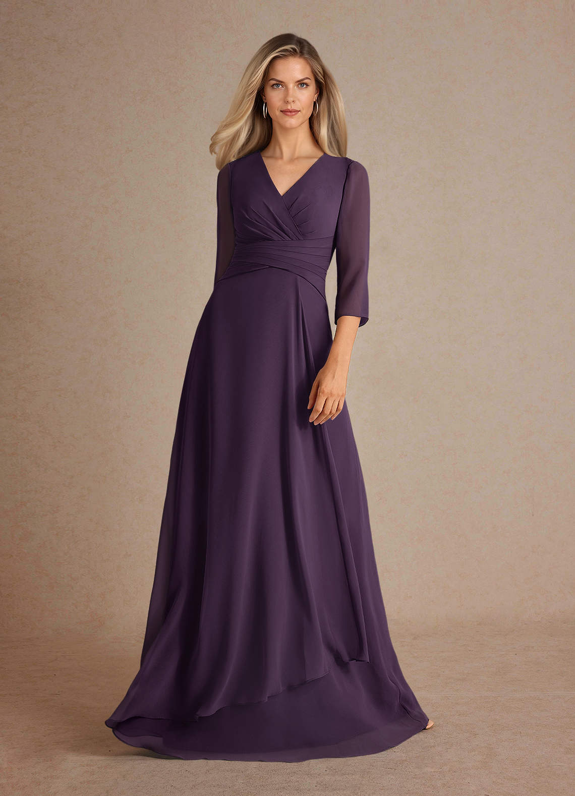 Azazie Mayfield Mother of the Bride Dresses Plum A-Line Pleated Chiffon Dress image4