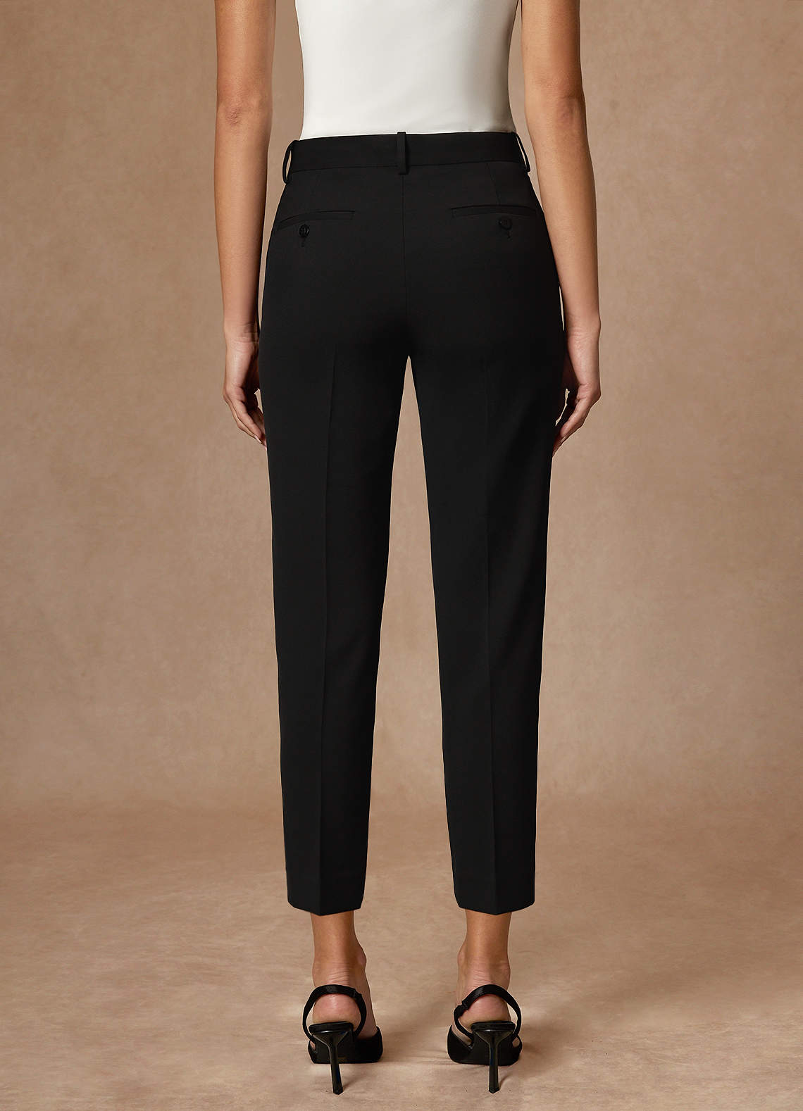 front Victoria Black Refined Weave Cropped Pants Suit