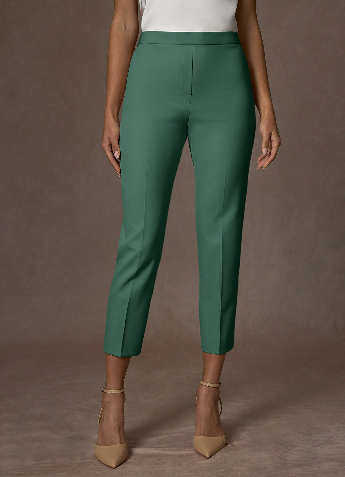 front Kennedy Eucalyptus Structured Stretch Dress Pants
