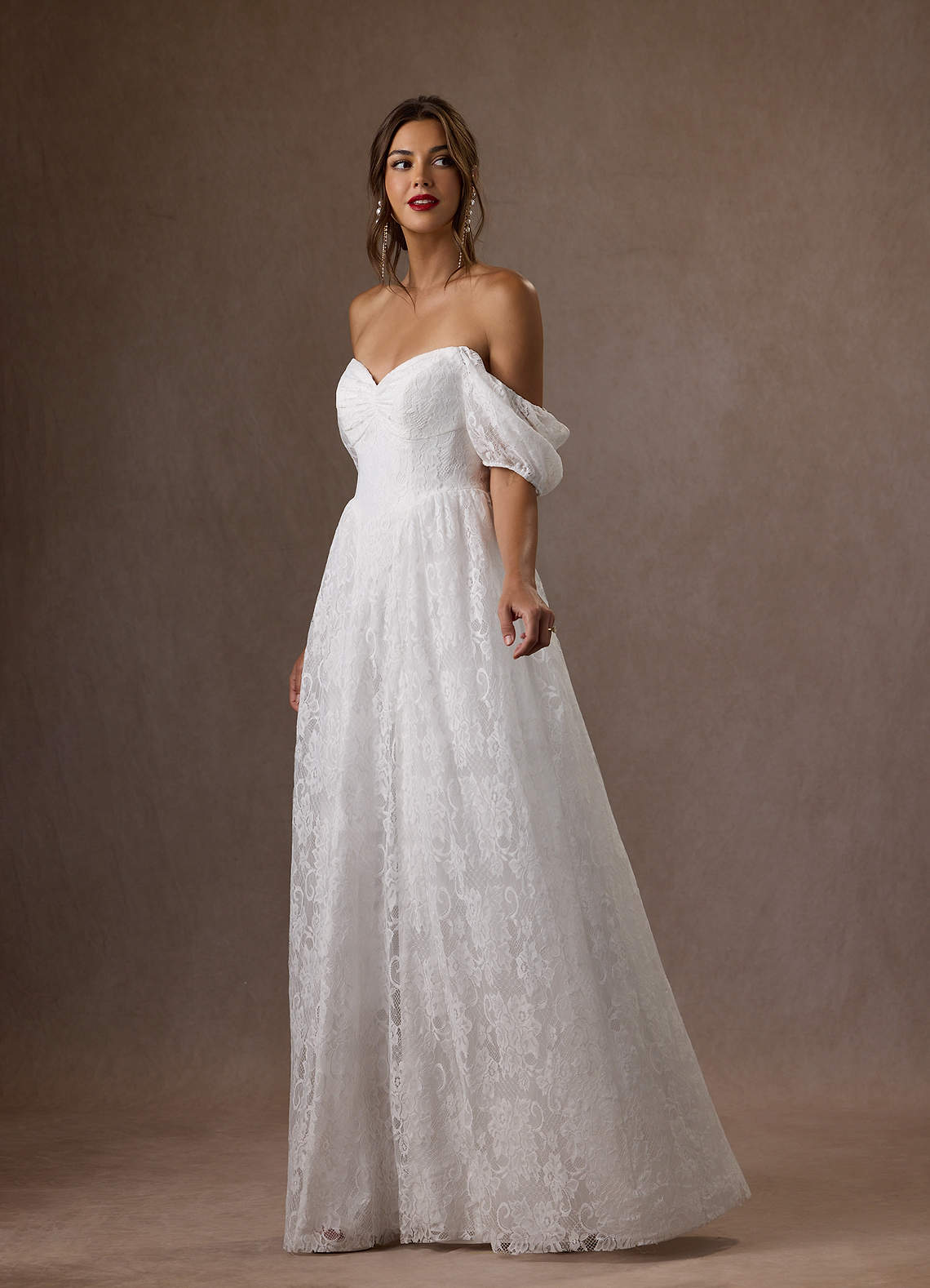Azazie Britt Wedding Dresses Diamond White A-Line Sweetheart Neckline Lace Dress image3