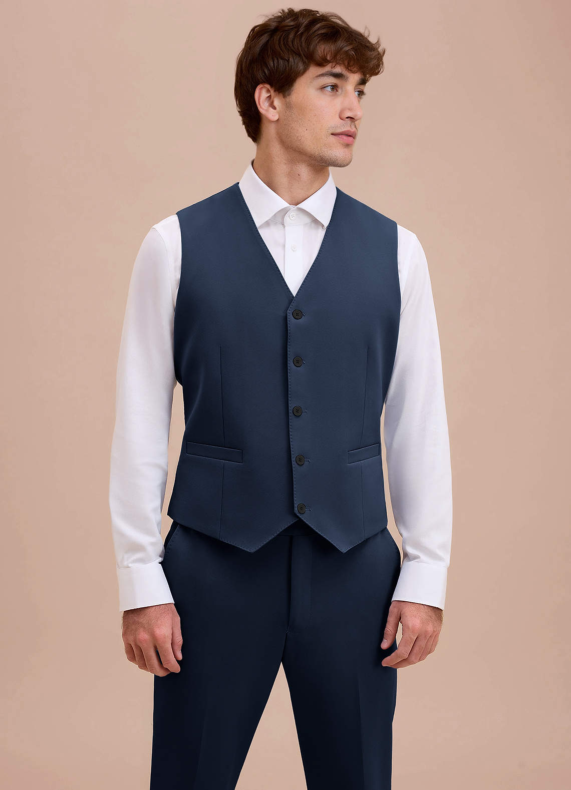 front Ethan Dark Navy Refined Weave Suit Vest