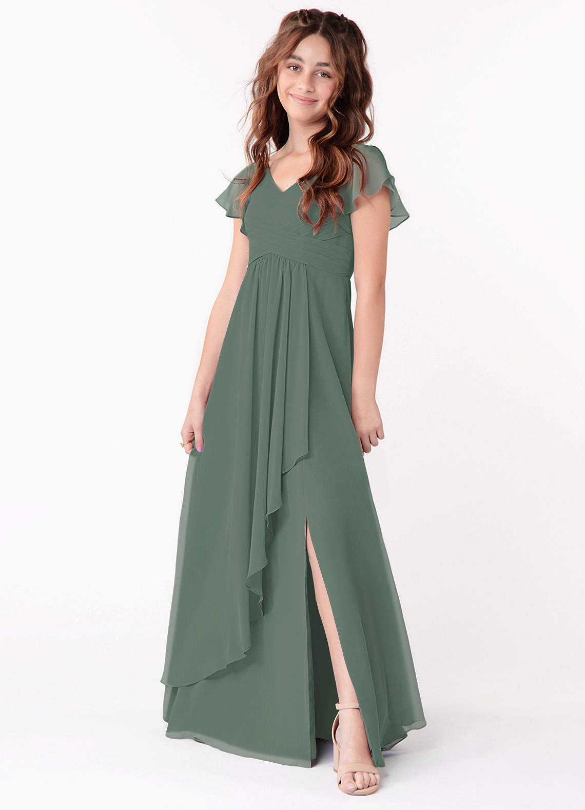 eucalyptus junior bridesmaid dresses Eucalyptus Bridesmaid Dress Chiffon Size Medium