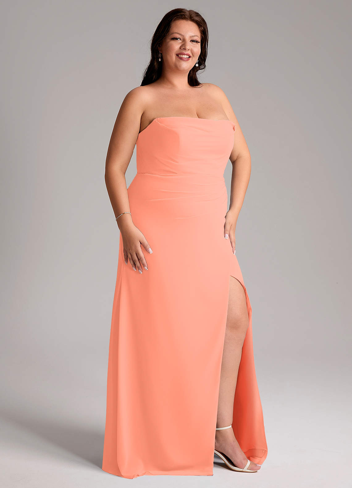 Azazie Leonis Bridesmaid Dresses Sunset Sheath Strapless Chiffon Convertible Dress image13