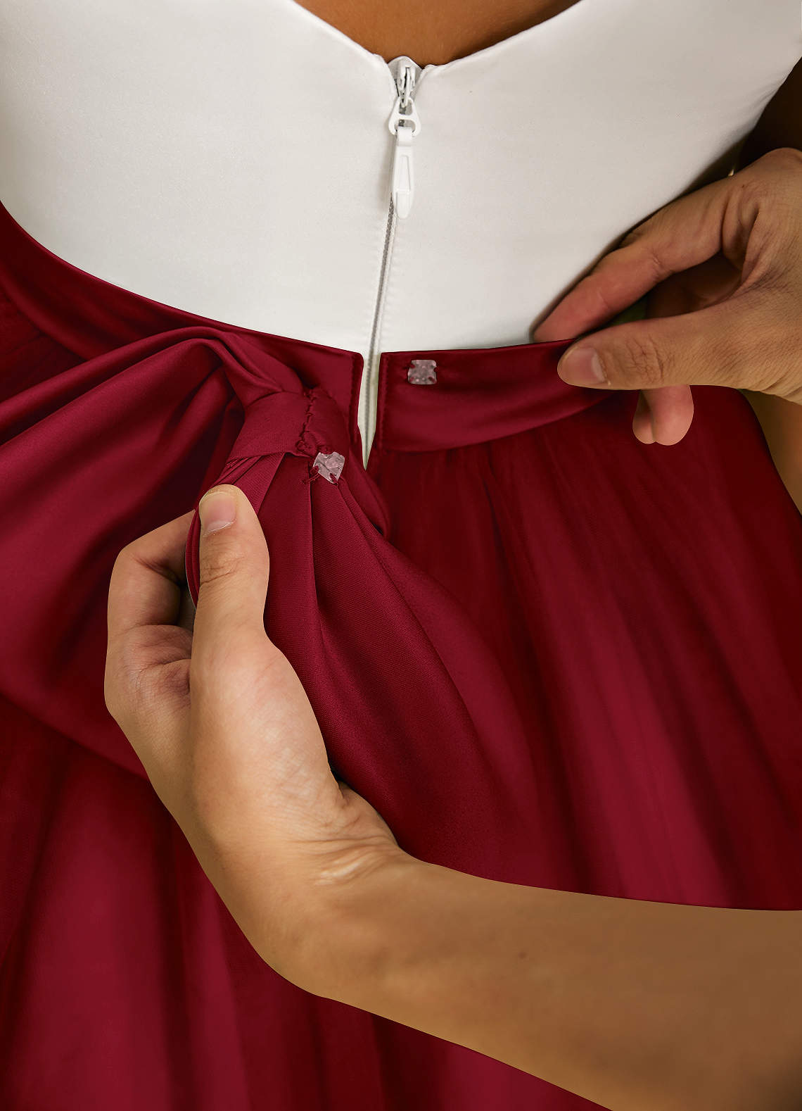 Azazie Sprout Flower Girl Dresses Burgundy A-Line Bow Tulle Dress image4