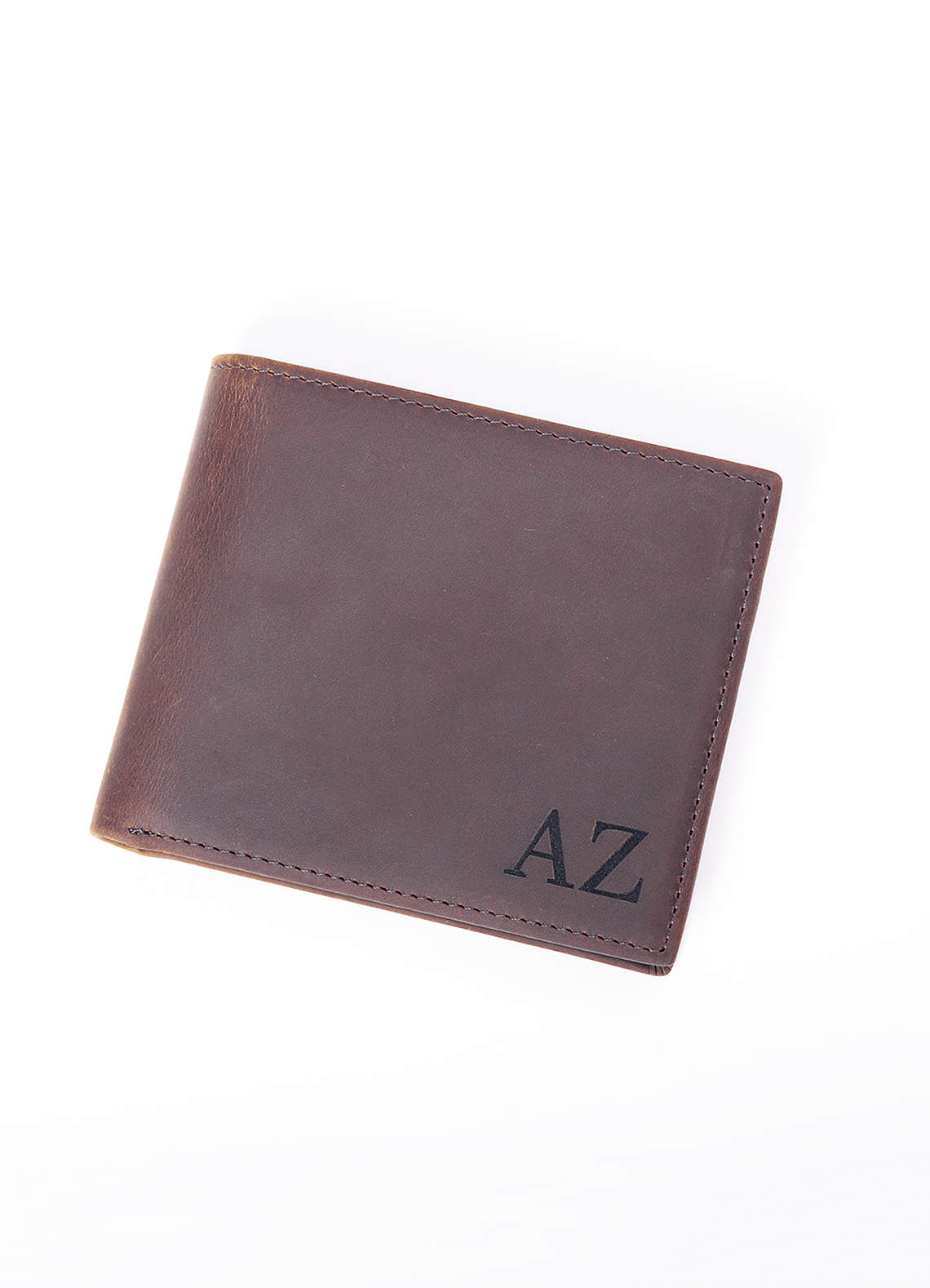 front Personalized Men's Leather Bifold Wallet