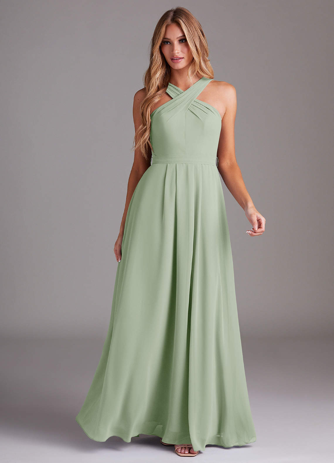 Azazie Dixie Dusty Sage Chiffon Bridesmaid Dresses | Azazie