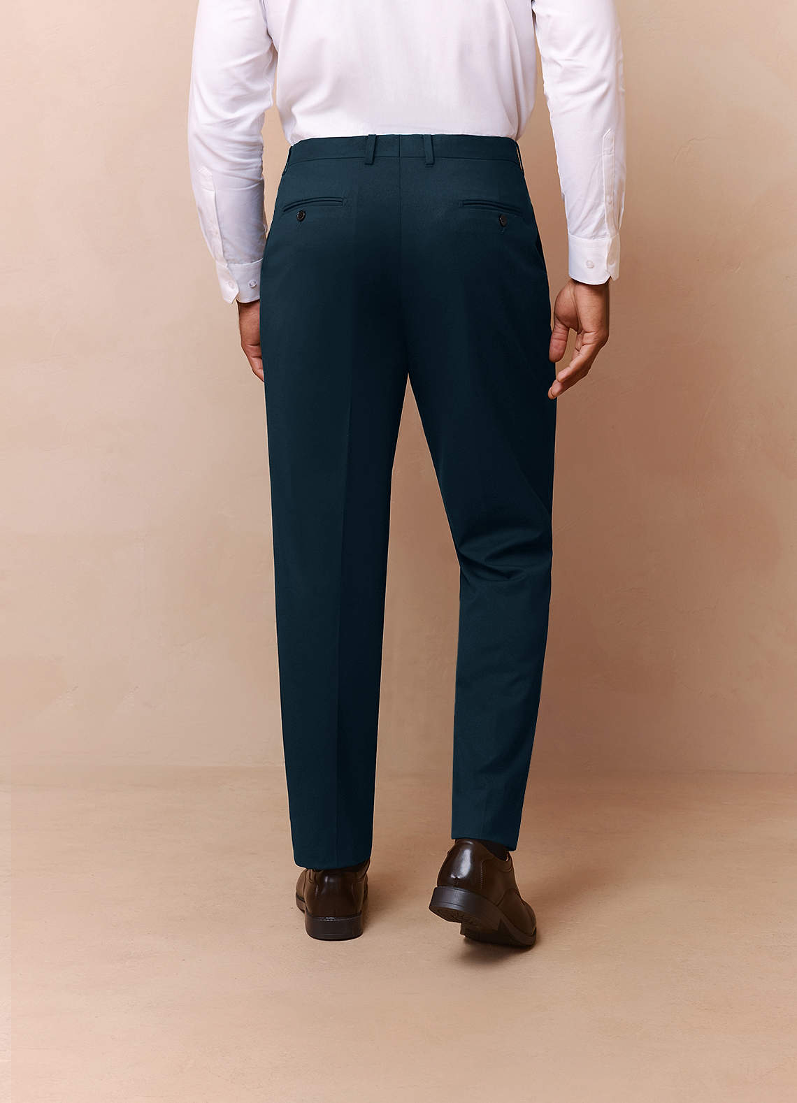 front Savile Teal Wool Blend Dress Pants