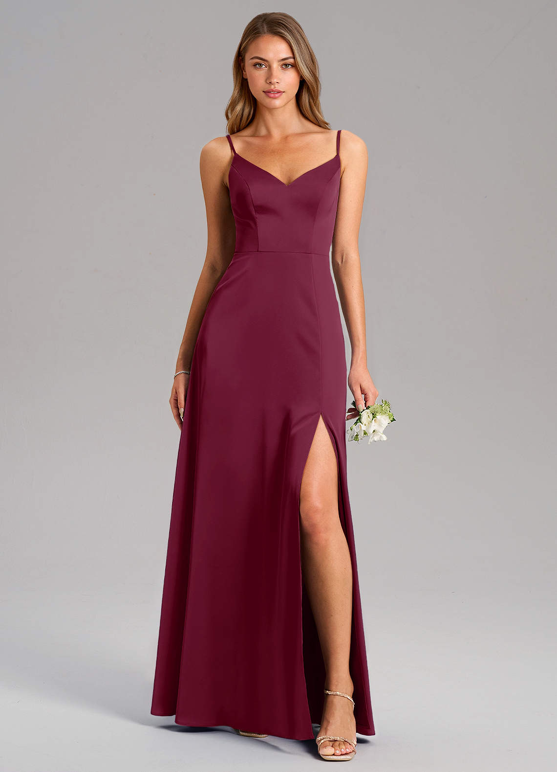 Azazie Talina Bridesmaid Dresses Mulberry A-Line Stretch Satin Dress image1