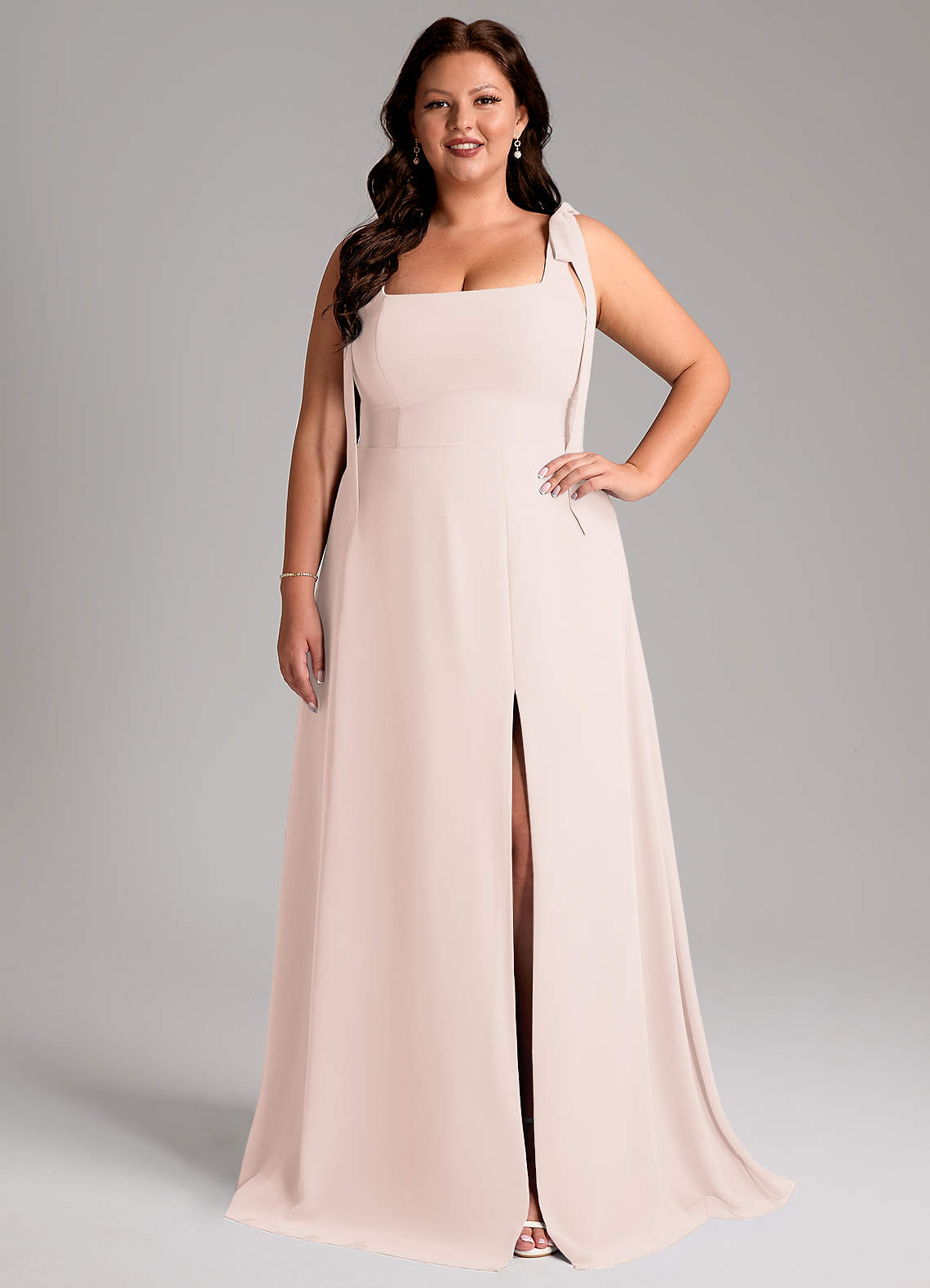 Azazie Debra Bridesmaid Dresses Rose Petal A-Line with Pockets Chiffon Convertible Dress image1