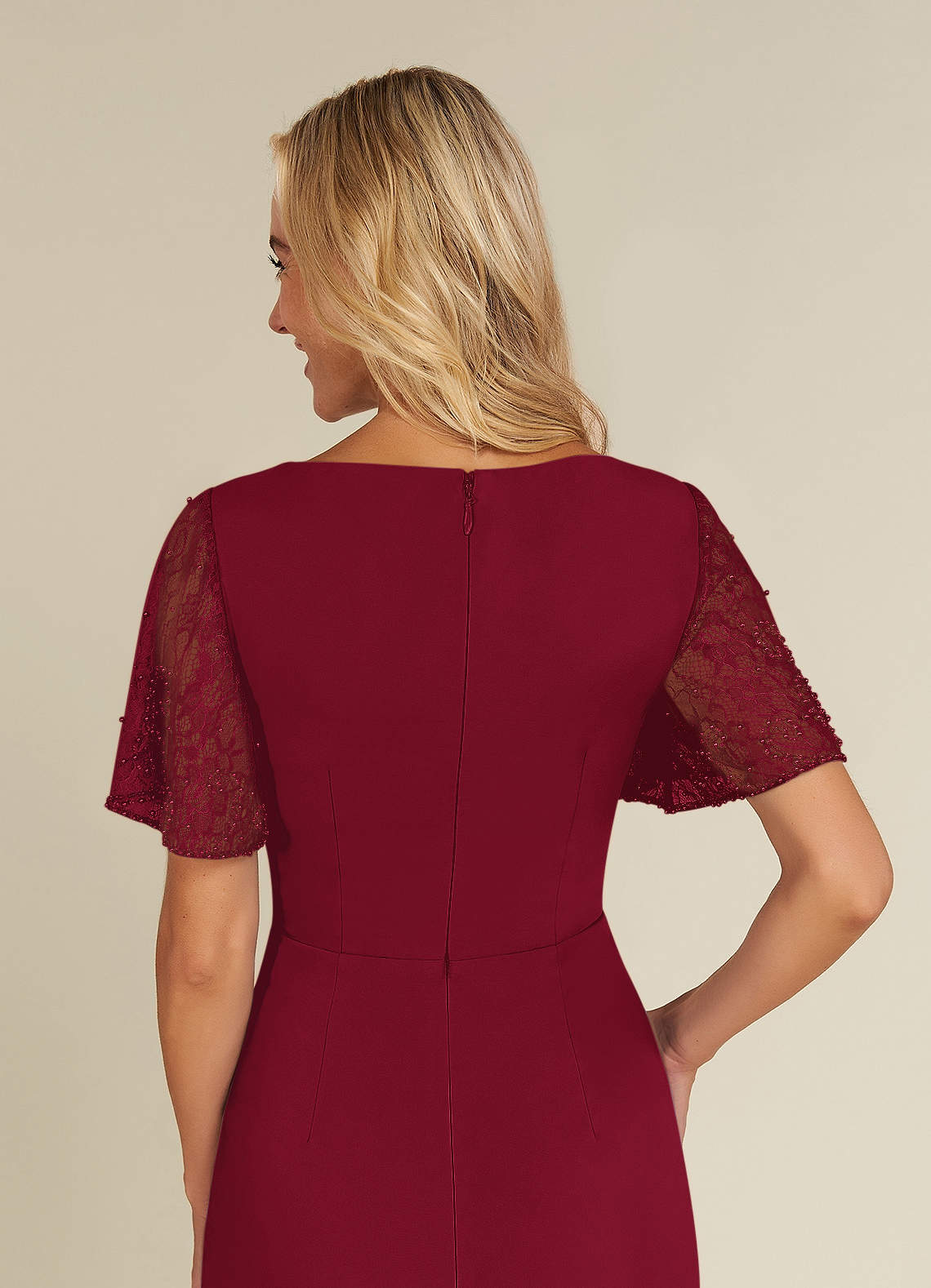 Formal Wedding Guest Elegant Off Shoulder Floor Length Lace Stretch Chiffon Long Sleeve with Lace Mother of the Bride Dress&nbsp;