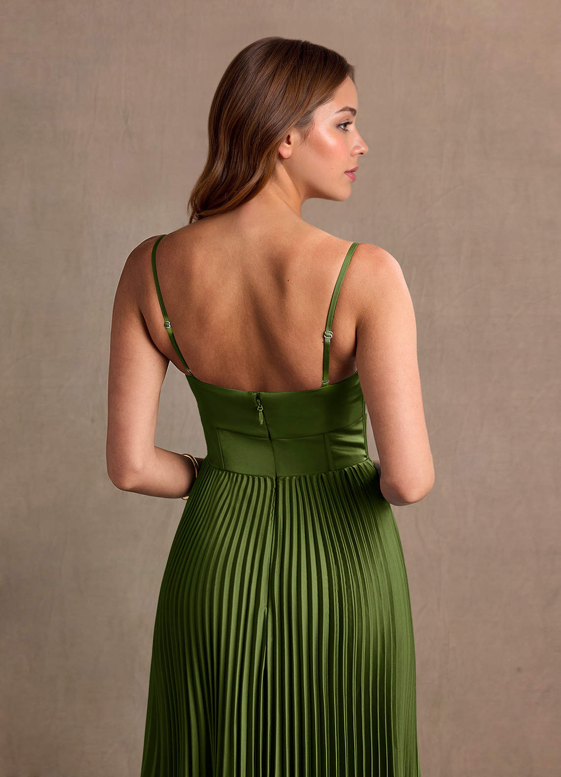Azazie 2026 Sexy Corset A-Line Prom Dress Olive Green Gown
