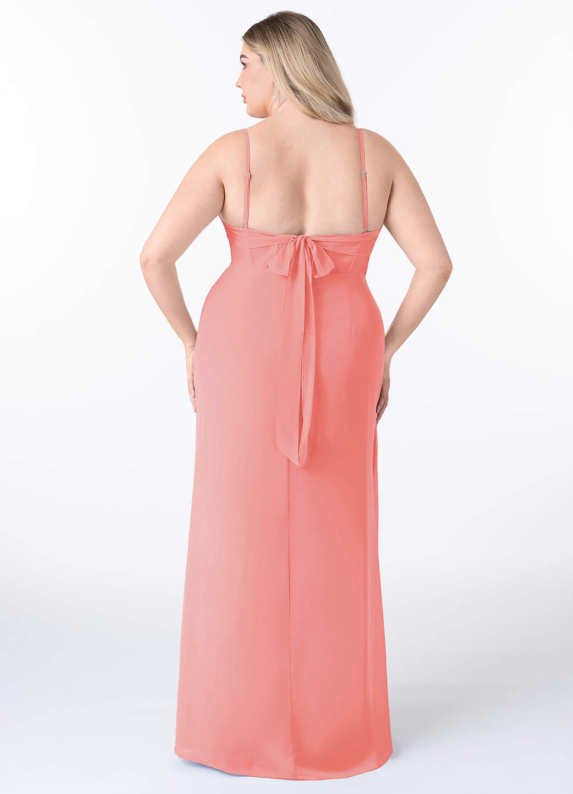 Azazie Mai Coral Chiffon Bridesmaid Dresses | Azazie