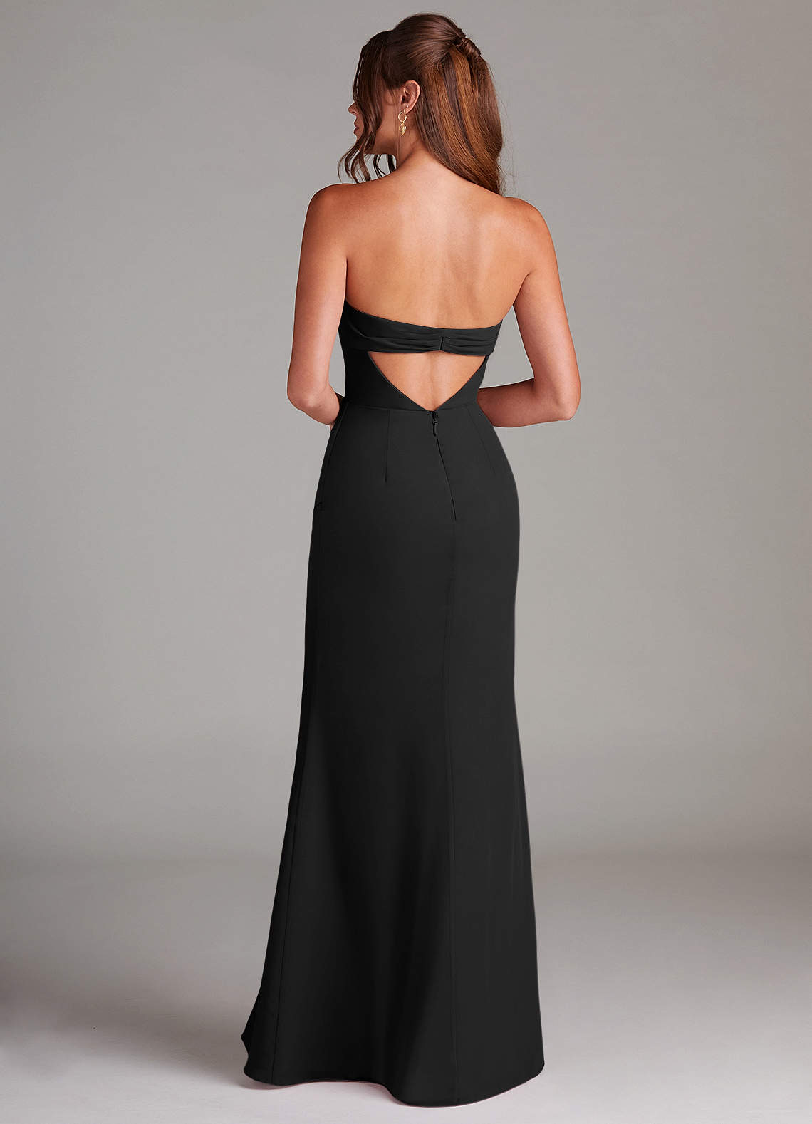 Azazie Leonis Bridesmaid Dresses Black Sheath Strapless Chiffon Convertible Dress image4