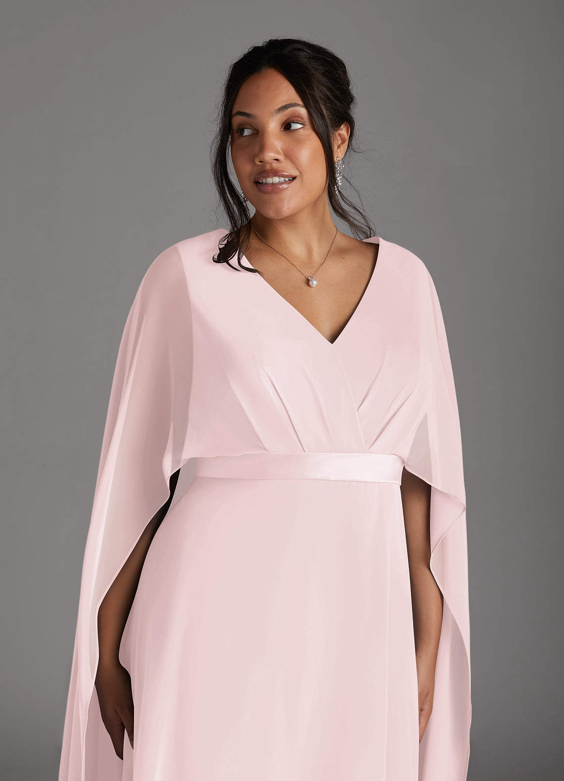 Azazie Isa Mother of the Bride Dresses Blushing Pink A-Line V-Neck Pleated Chiffon Dress image10