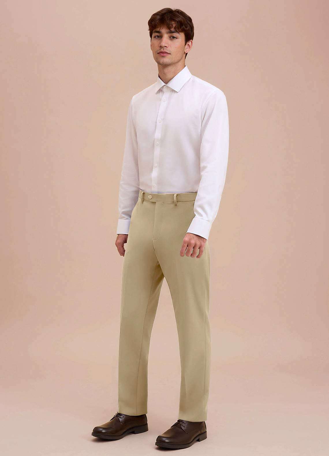 front Ethan Champagne Refined Weave Performance Dress Pants