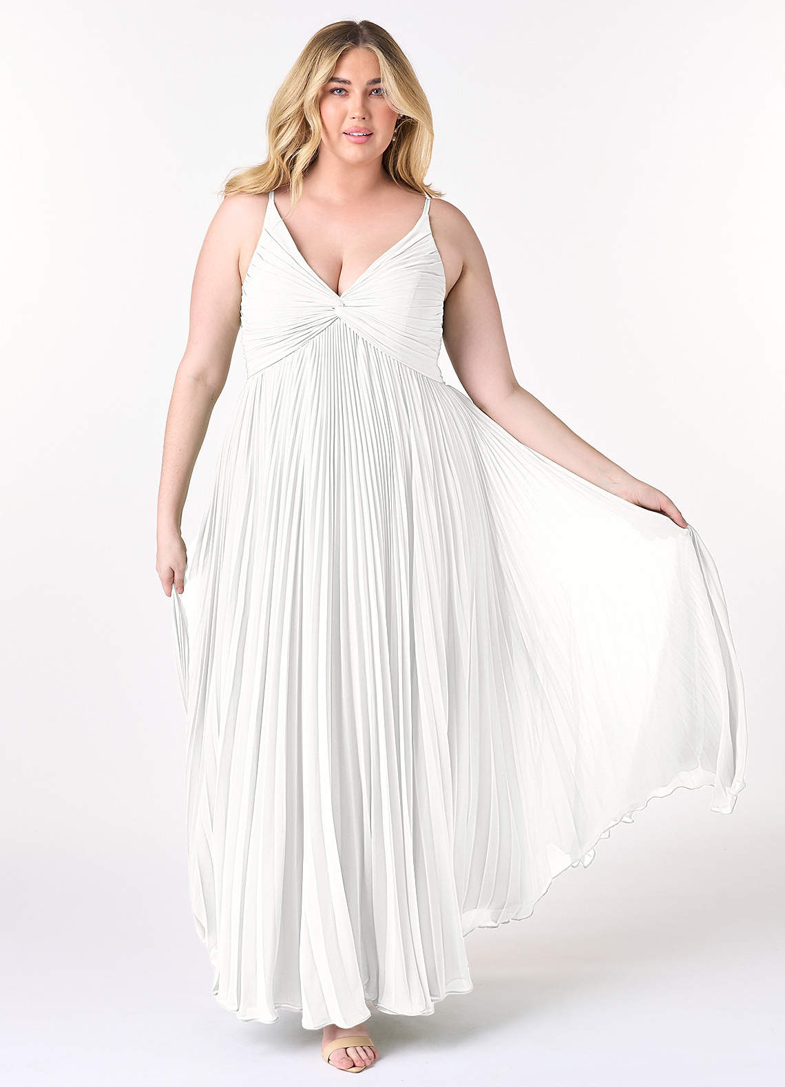 Azazie Raychelle Bridesmaid Dresses White A-Line V-Neck Chiffon Dress image1