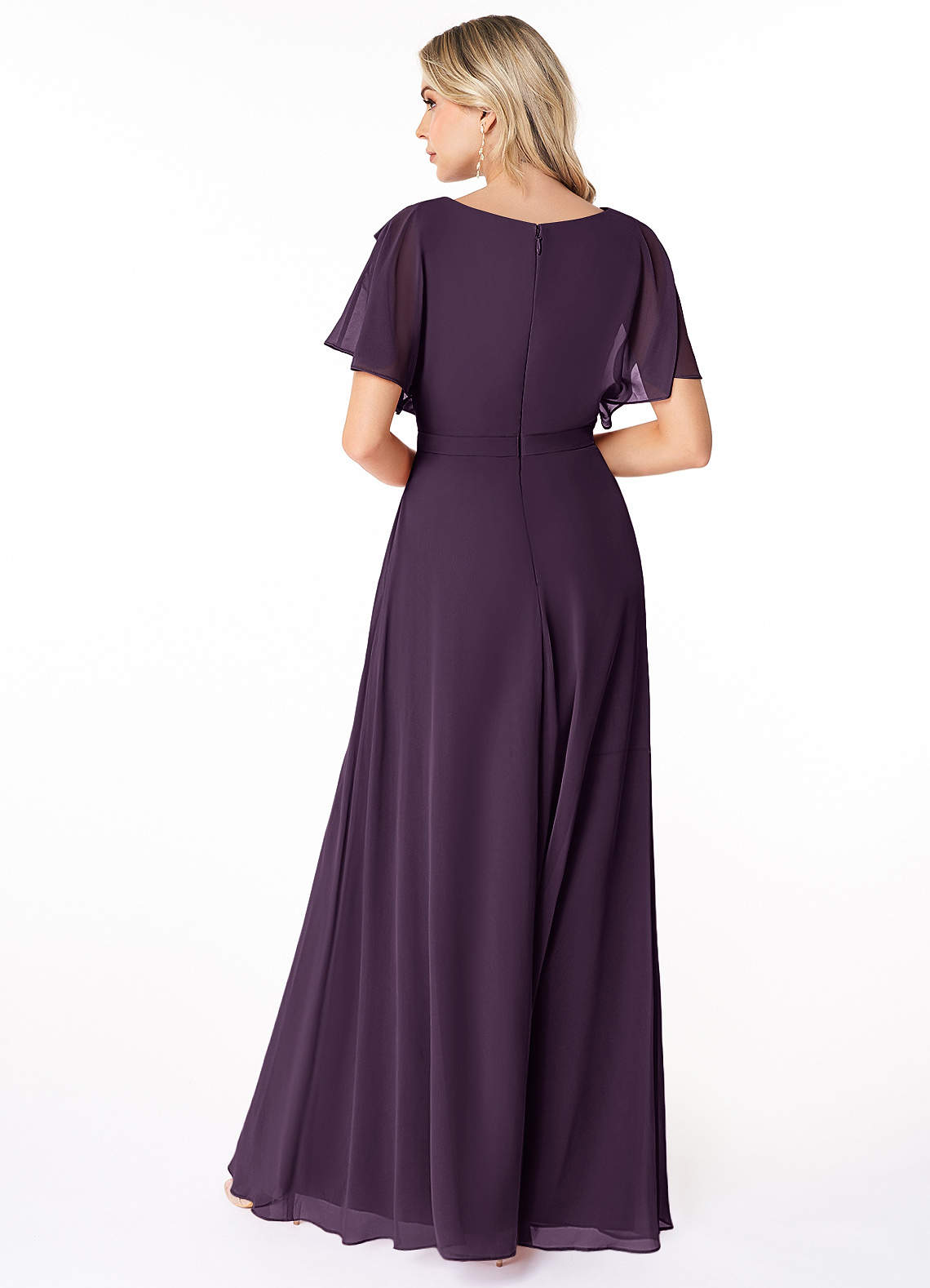 Azazie Aaliyah Modest Bridesmaid Dresses A-Line Scoop Pleated Chiffon Floor-Length Dress image3