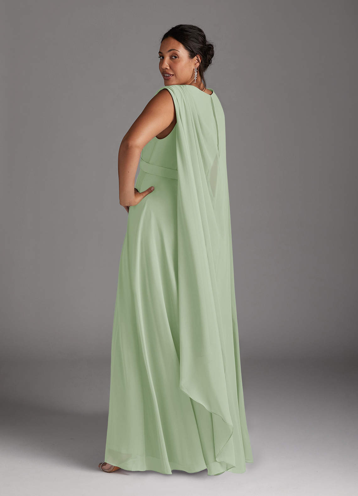 Azazie Isa Mother of the Bride Dresses Dusty Sage A-Line V-Neck Pleated Chiffon Dress image11