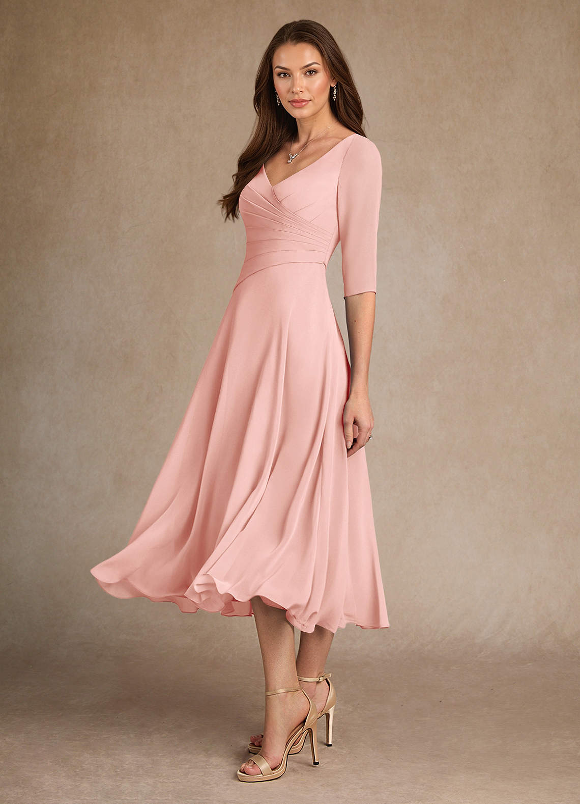 Azazie Durant vestidos de madre de la novia Vestido de Rosetón de Gasa de Corte En A con Plisado image1