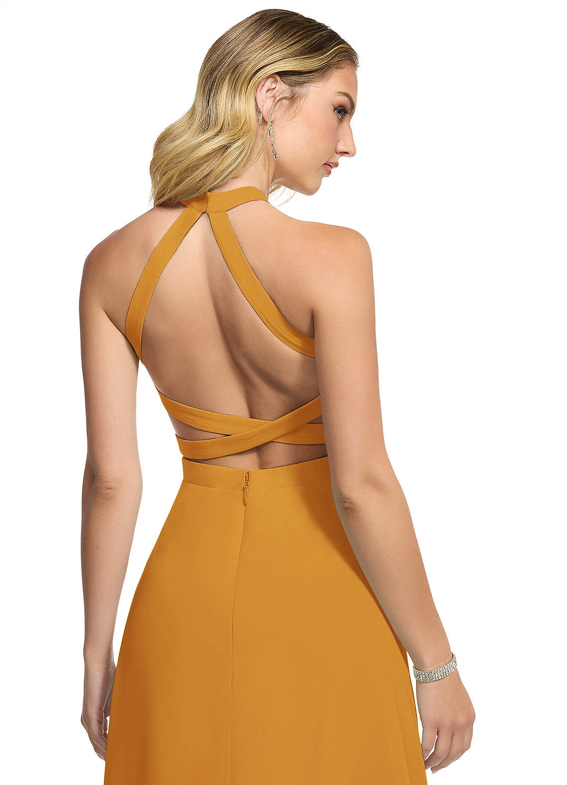 Azazie Clarice Butterscotch Chiffon Bridesmaid Dresses | Azazie