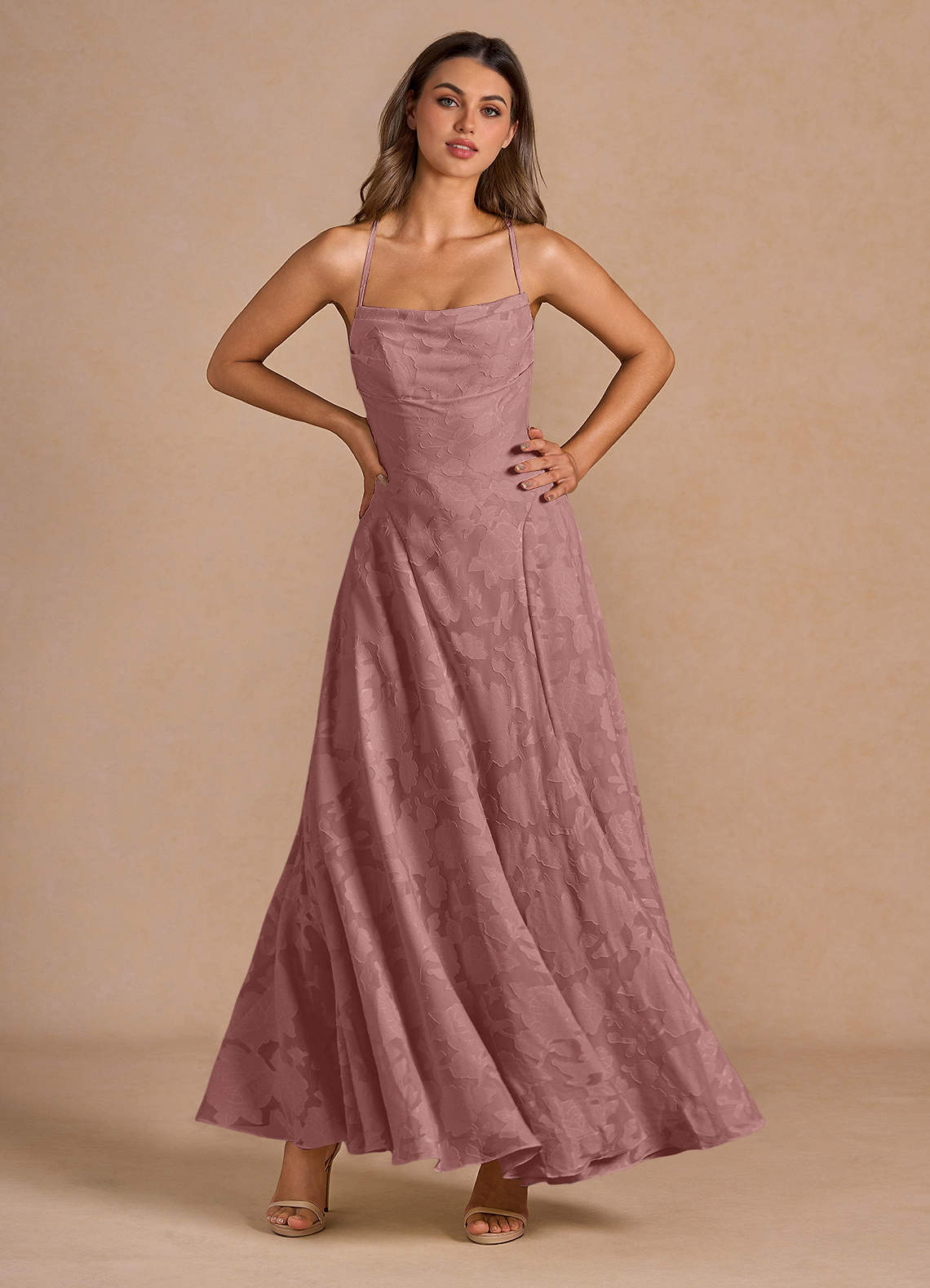 strapless open back dress Stunning Pink Off-The-Shoulder Floral Sequin Prom Dress 22390 Pink / US0 main image 0