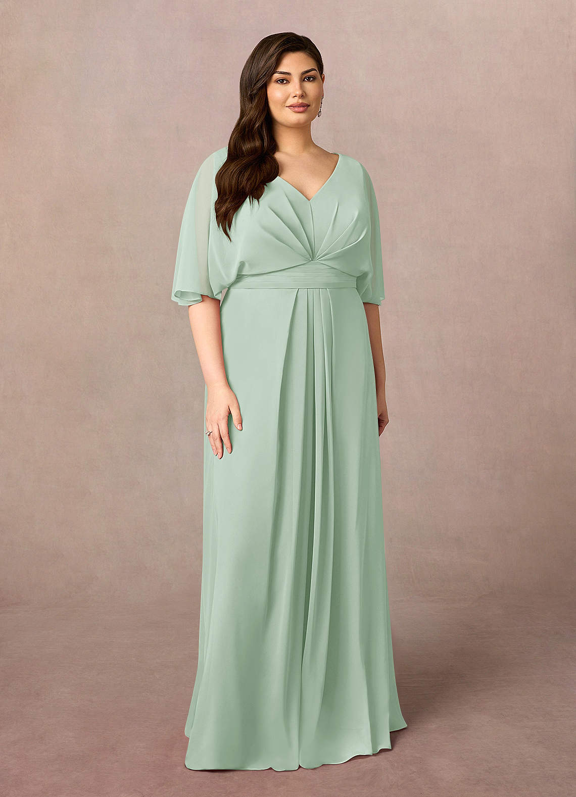 Azazie Oksana Suknie dla Matki Panny Młodej Linia A Pofałdowany Szyfon Długość podłogi Sukienka image1