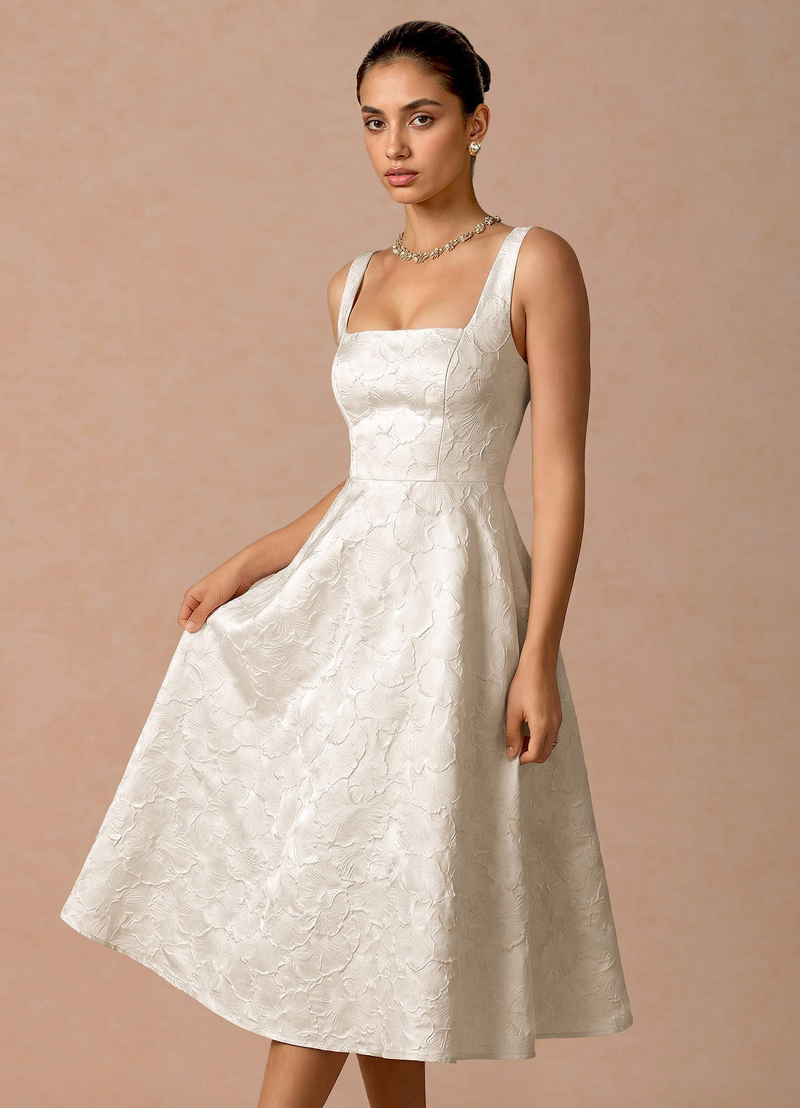 Effie French White Midi Dress | Azazie