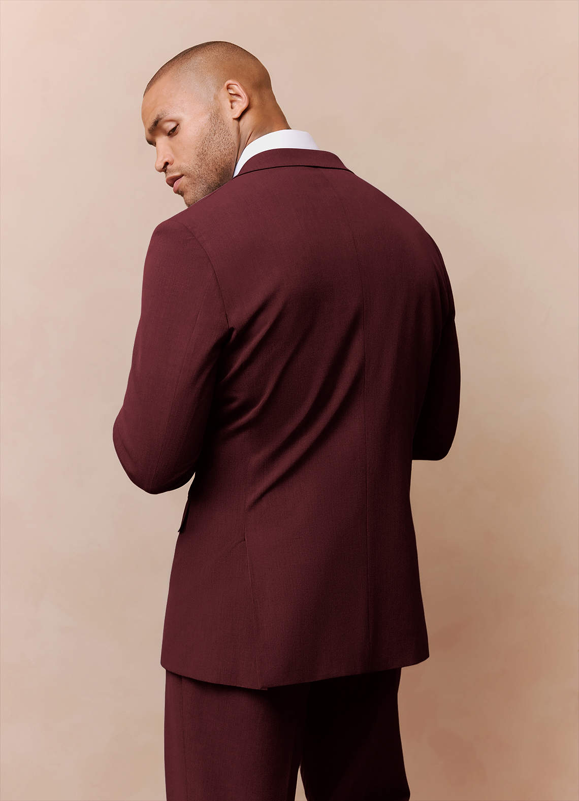 front Savile Burgundy Wool Blend Suit Jacket