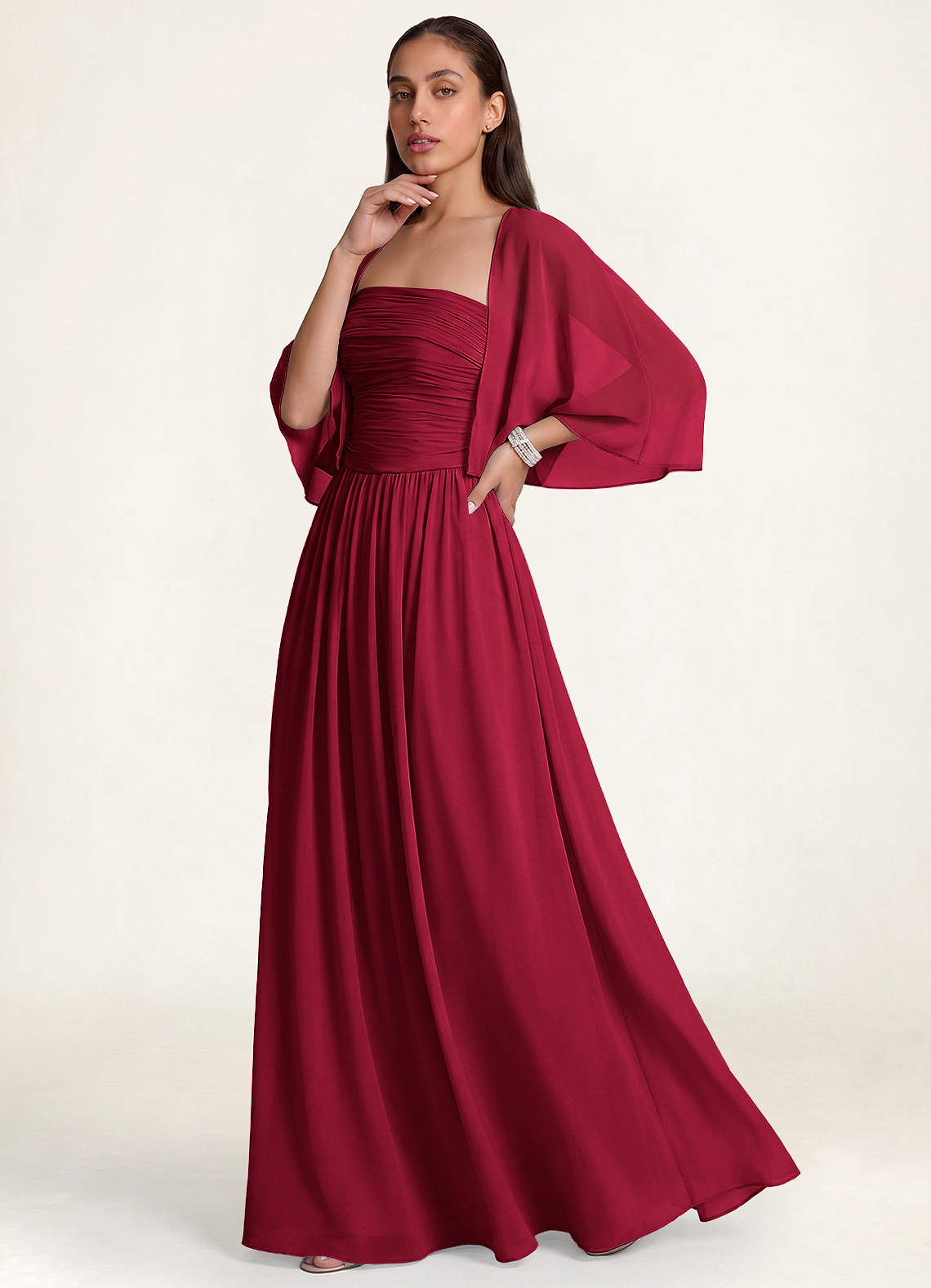 front Azazie Matching Color Classic Chiffon Shawl