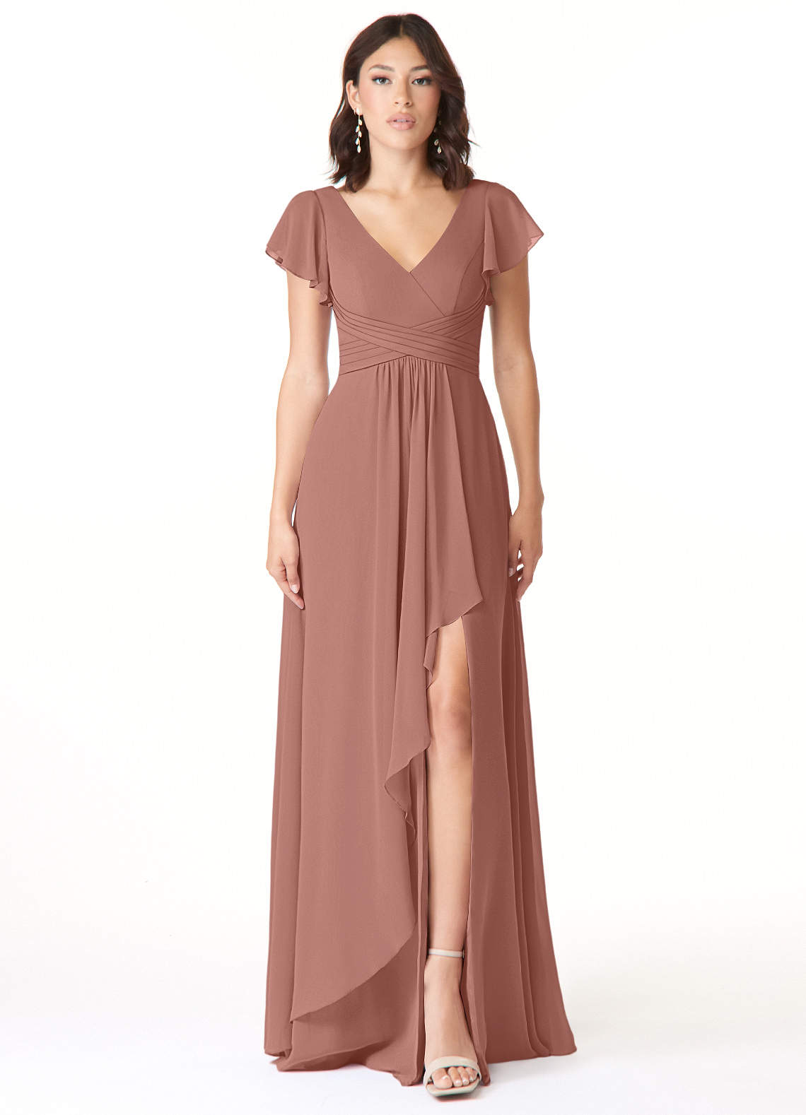 Azazie Omari Bridesmaid Dresses Cedar Rose A-Line Chiffon Dress image1