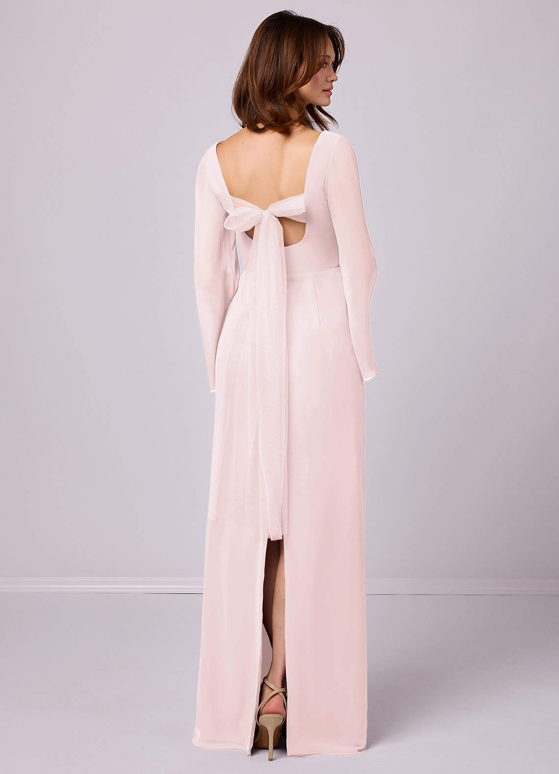 Barbie ♥ Azazie Bridesmaid Dresses Sheath Bow Chiffon Floor-Length Dress image1