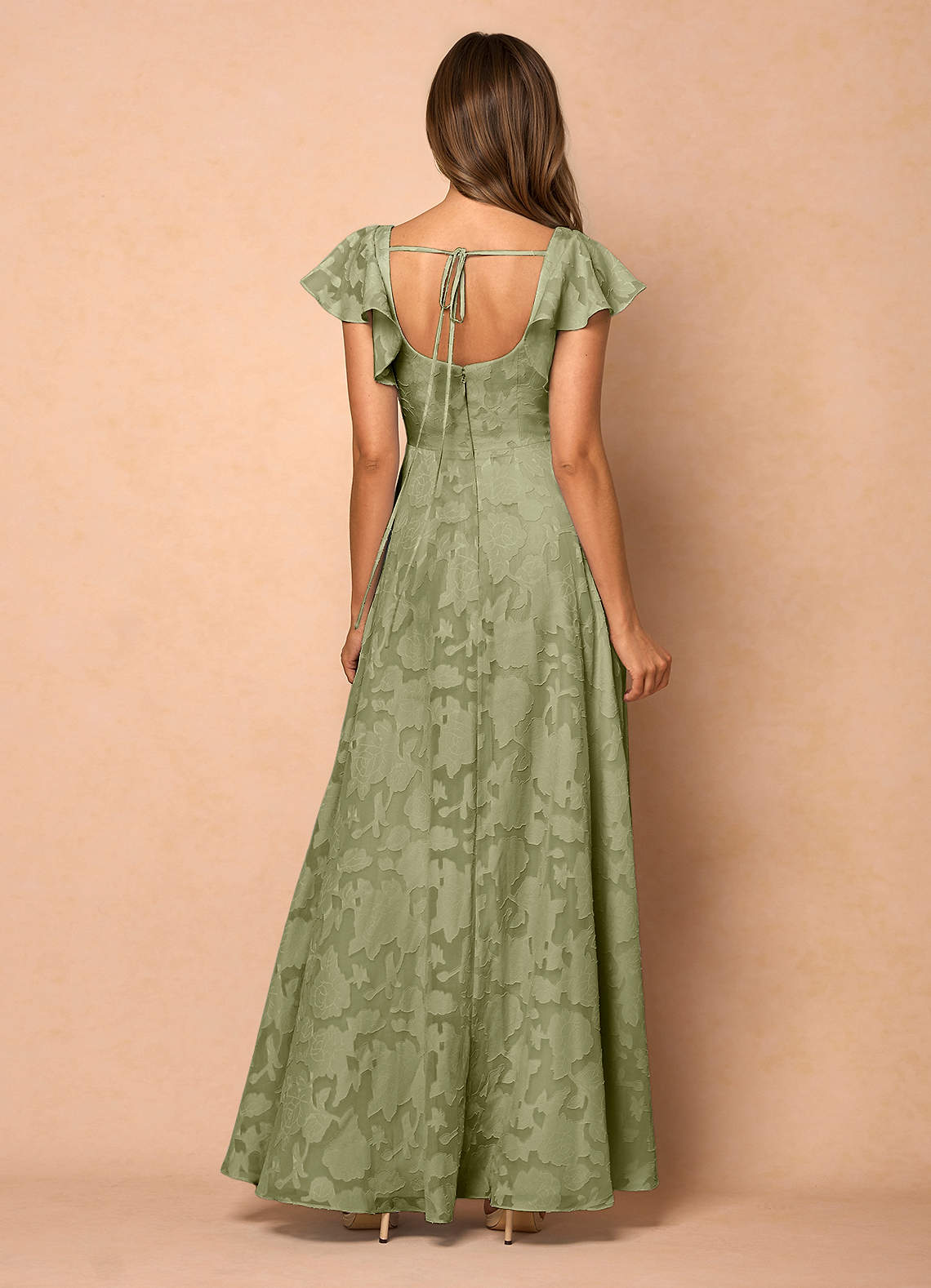 Anna Pistachio Ruffled Maxi Dress | Azazie