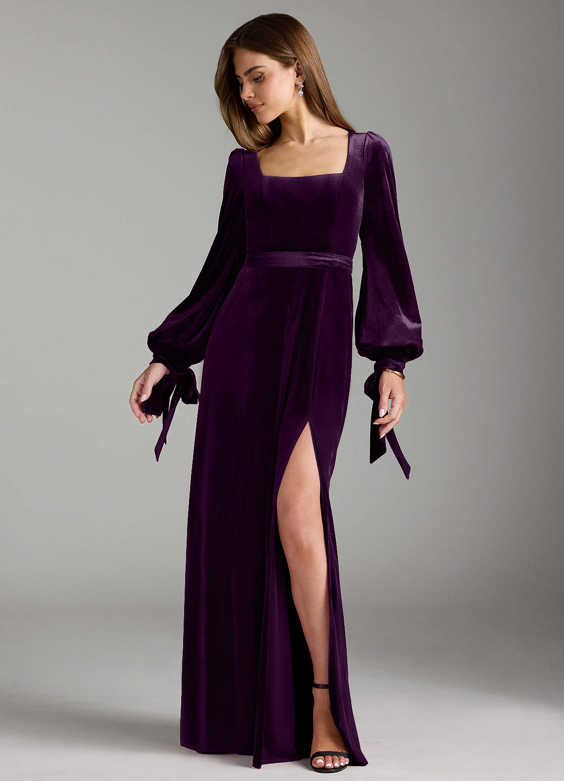 Azazie Leonia Ready to Ship Grape Velvet Bridesmaid Dresses | Azazie