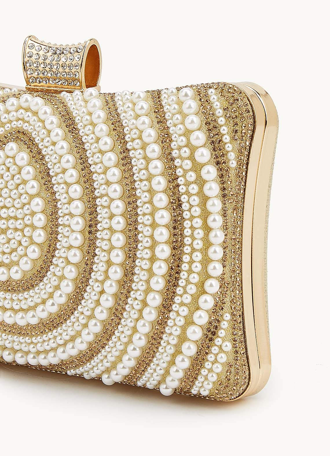front Pearl Beaded Clutch Bag