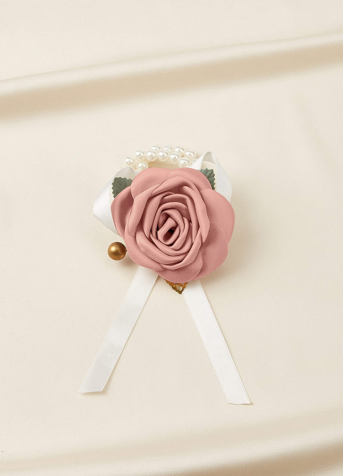 front Matching Color Matte Satin Wrist Corsage