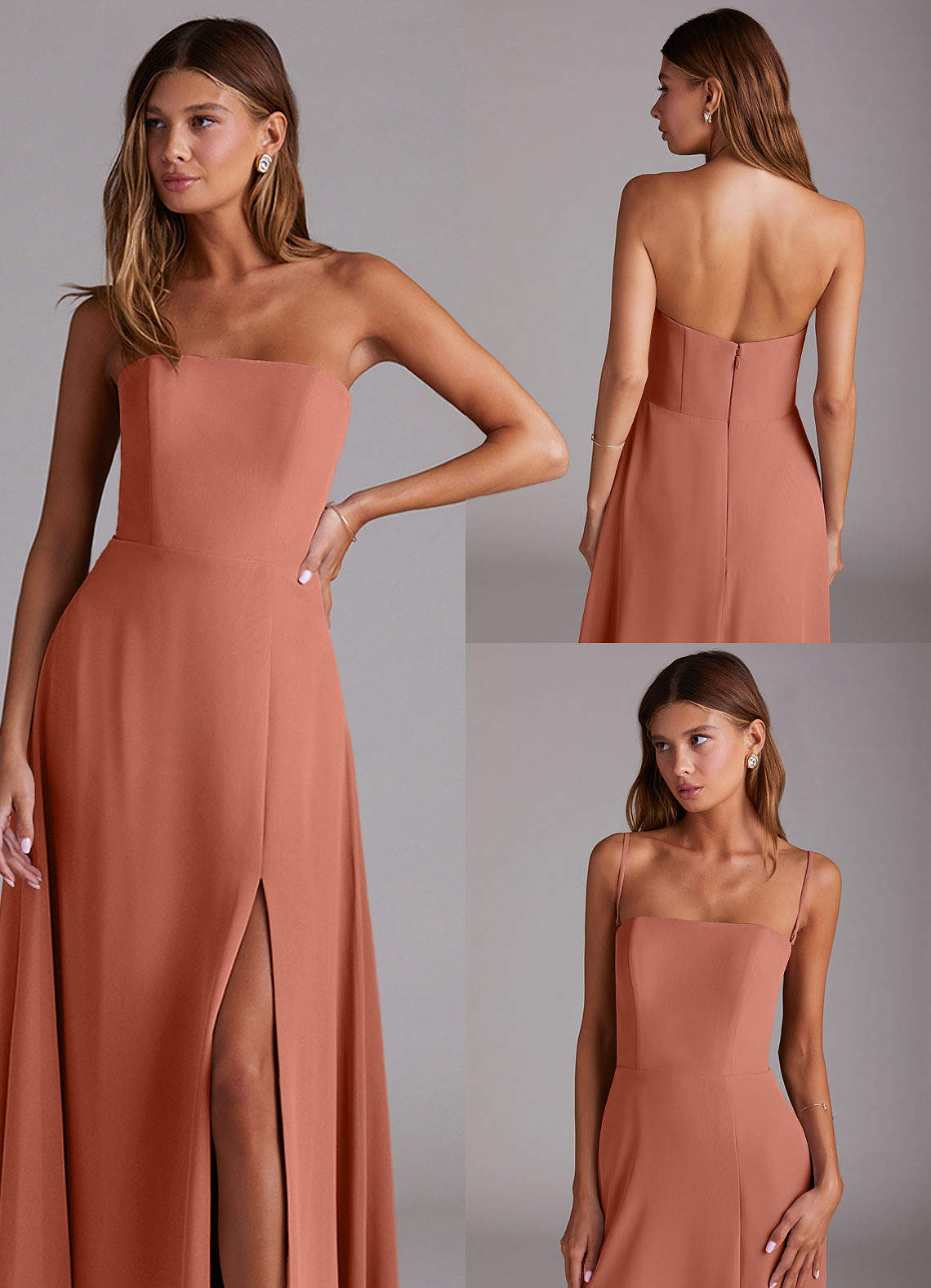 Azazie Wren Vestidos de damas de honor Vestido de Mai Tai de Gasa de Corte en A Convertible con Corte Lateral image8