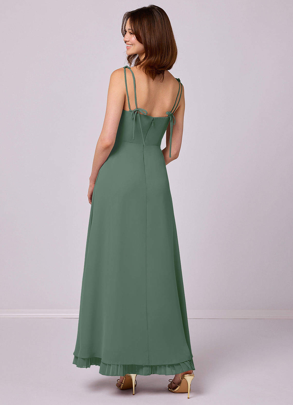 Barbie ♥ Azazie Bridesmaid Dresses A-Line Pleated Chiffon Ankle-Length Dress image6