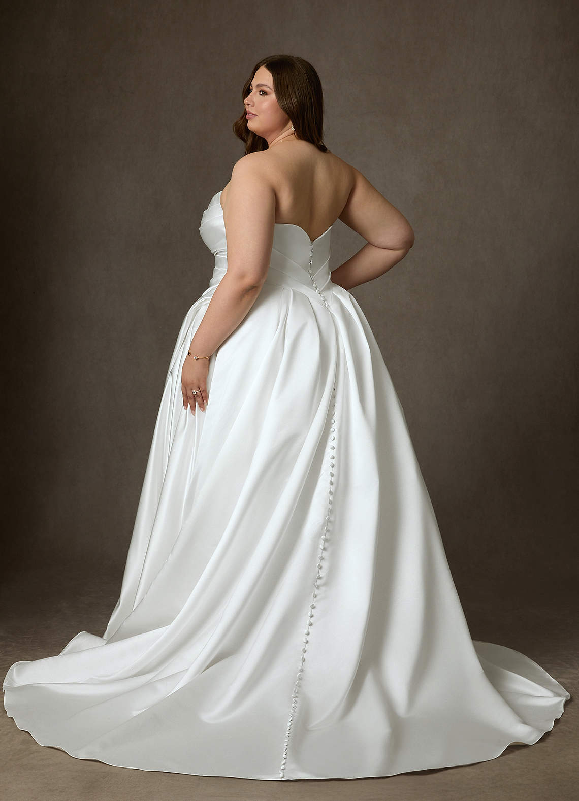 Azazie Adelise Wedding Dresses Diamond White Ball-Gown Strapless Satin Dress image10