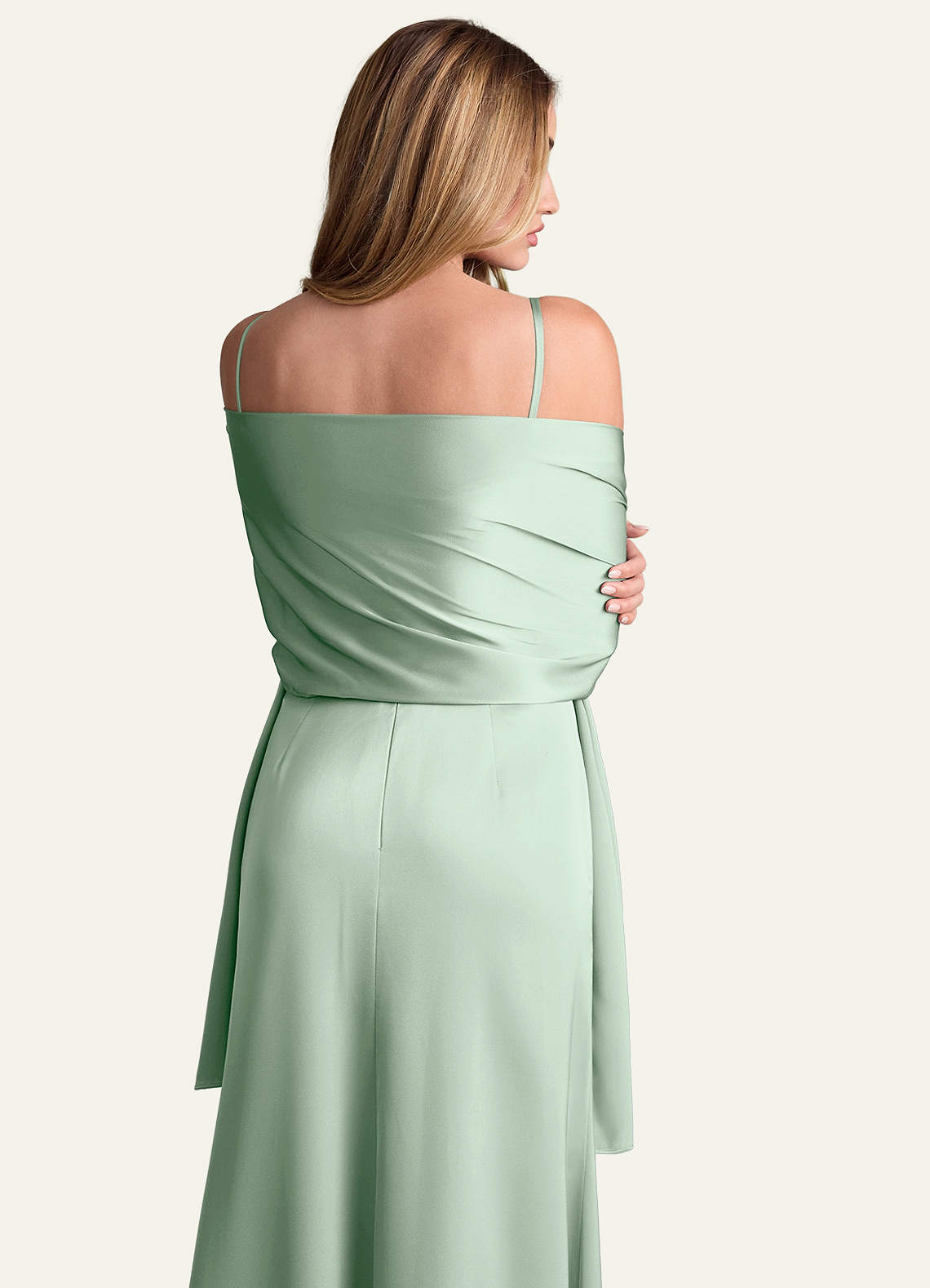 front Azazie Matching Color Ireland Stretch Satin Shawl