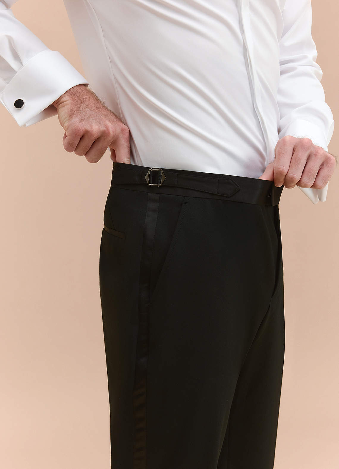 front Classic Black Tuxedo Pants