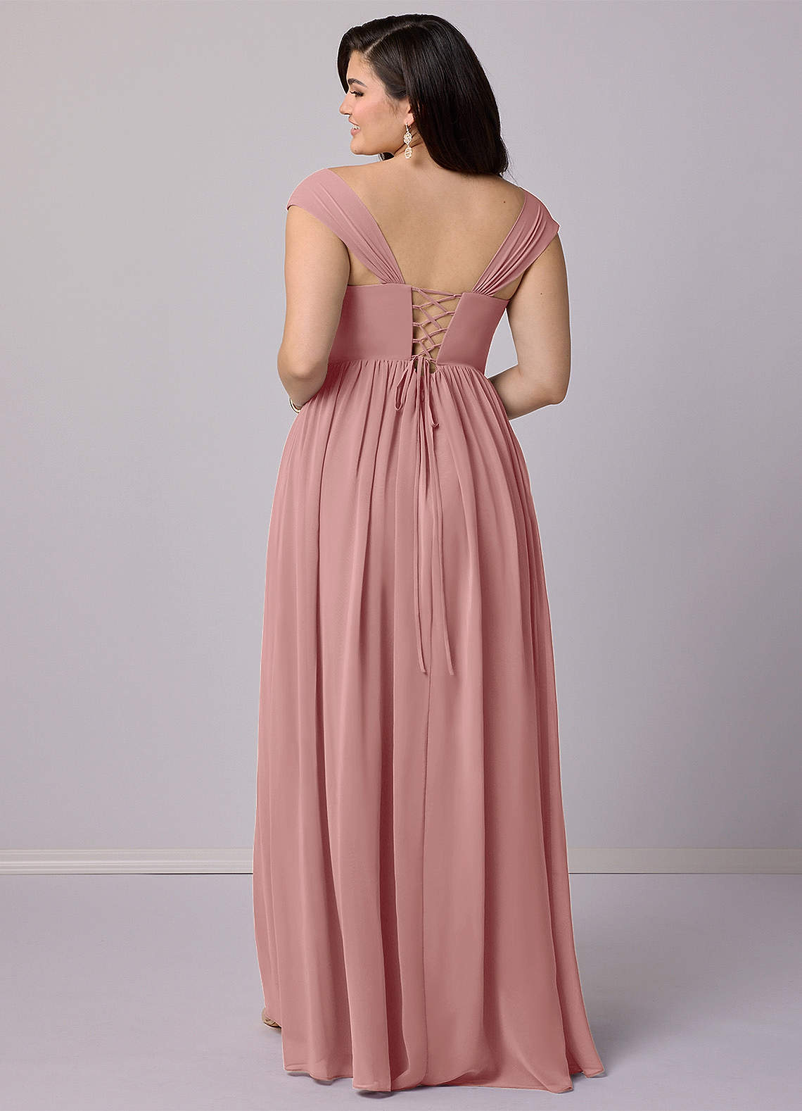 Barbie ♥ Azazie Endeligt Salg En streg Korset Chiffon Gulv-længde Kjole image8