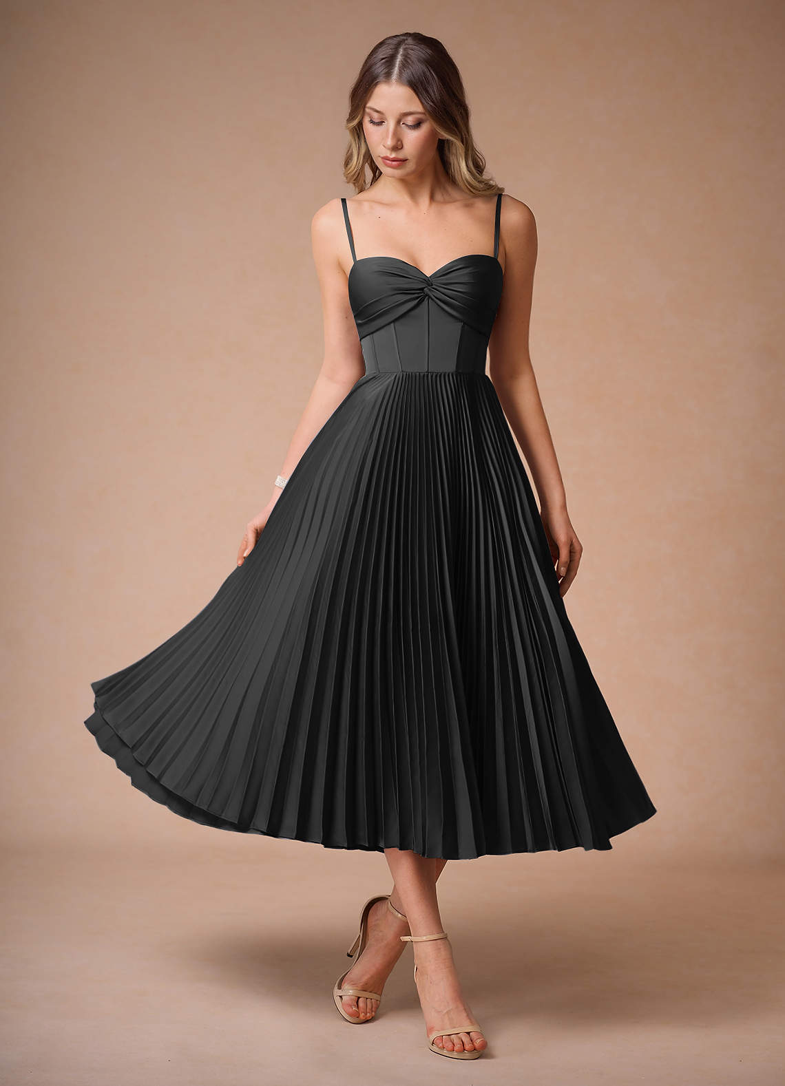 black pleated dress Laxmi Accordion Pleat Maxi Dress Black