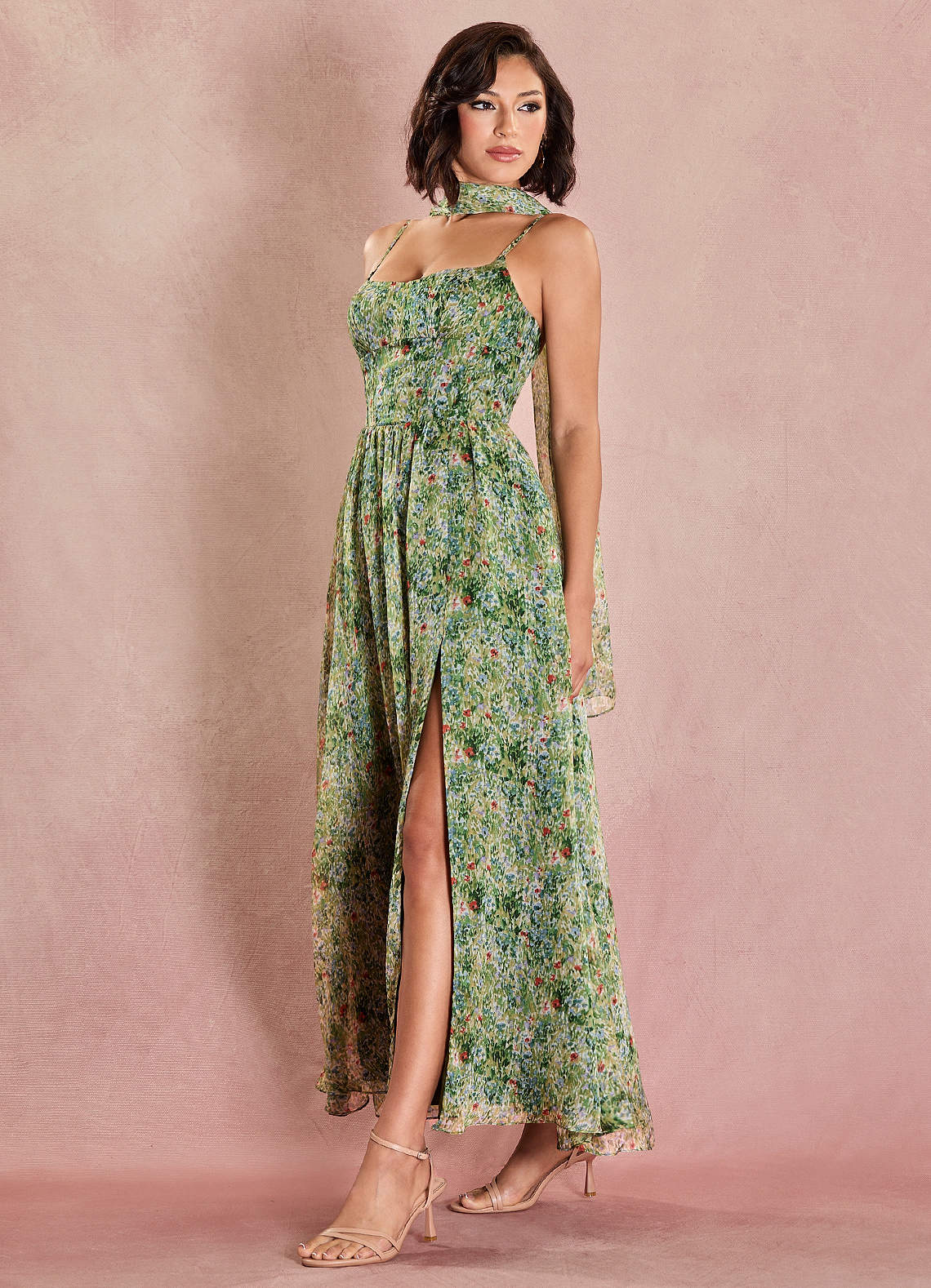 Vestido Flores Verdes Largo Lolla image2