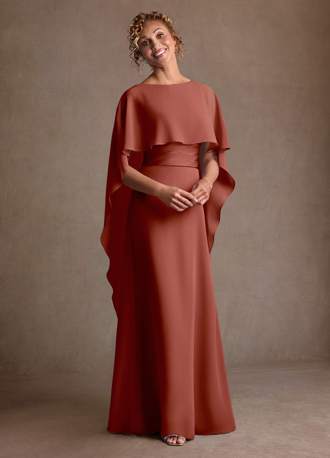Azazie Marilla Mother of the Bride Dresses Auburn A-Line Pleated Chiffon Dress image5