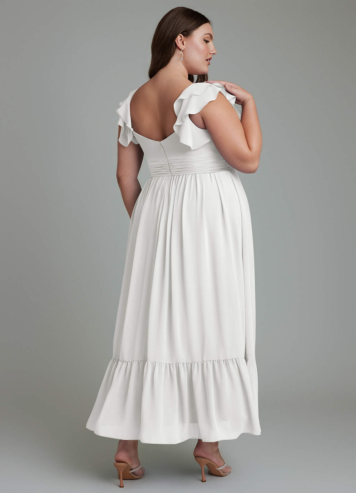 Azazie Anaya Bridesmaid Dresses White A-Line Sweetheart Neckline Chiffon Dress image12