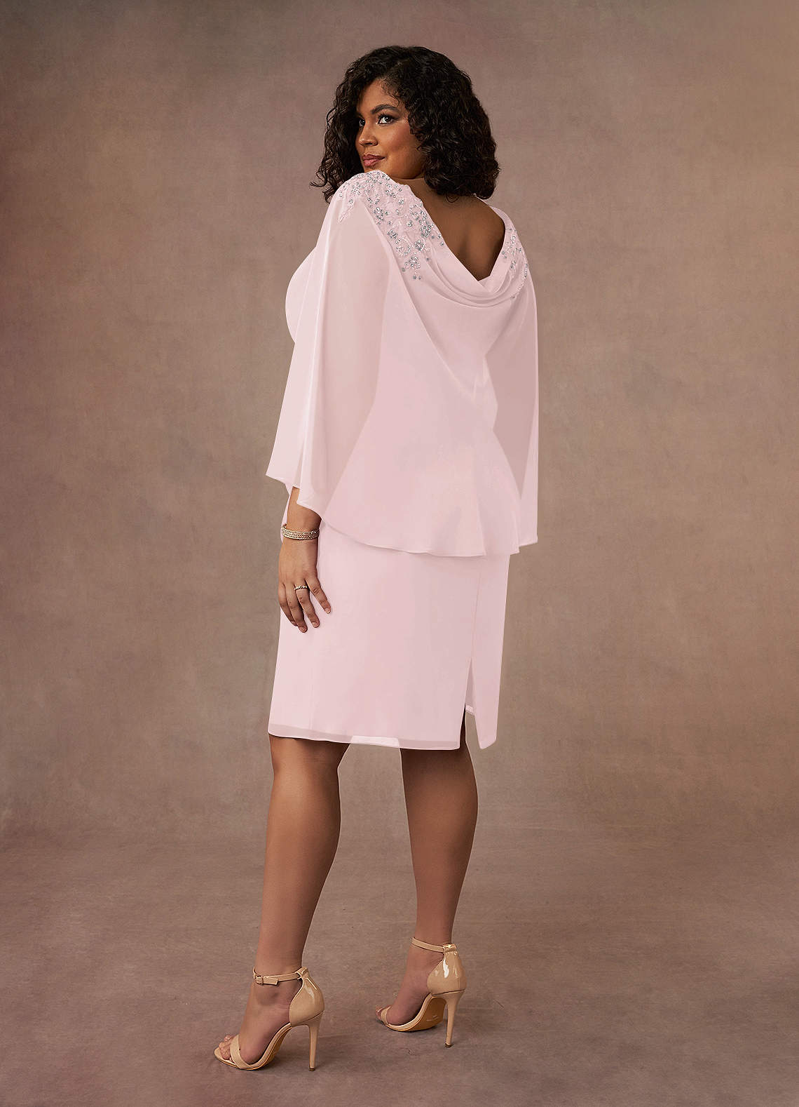Azazie Carmela Mother of the Bride Dresses Blushing Pink Sheath Lace Chiffon Dress image9