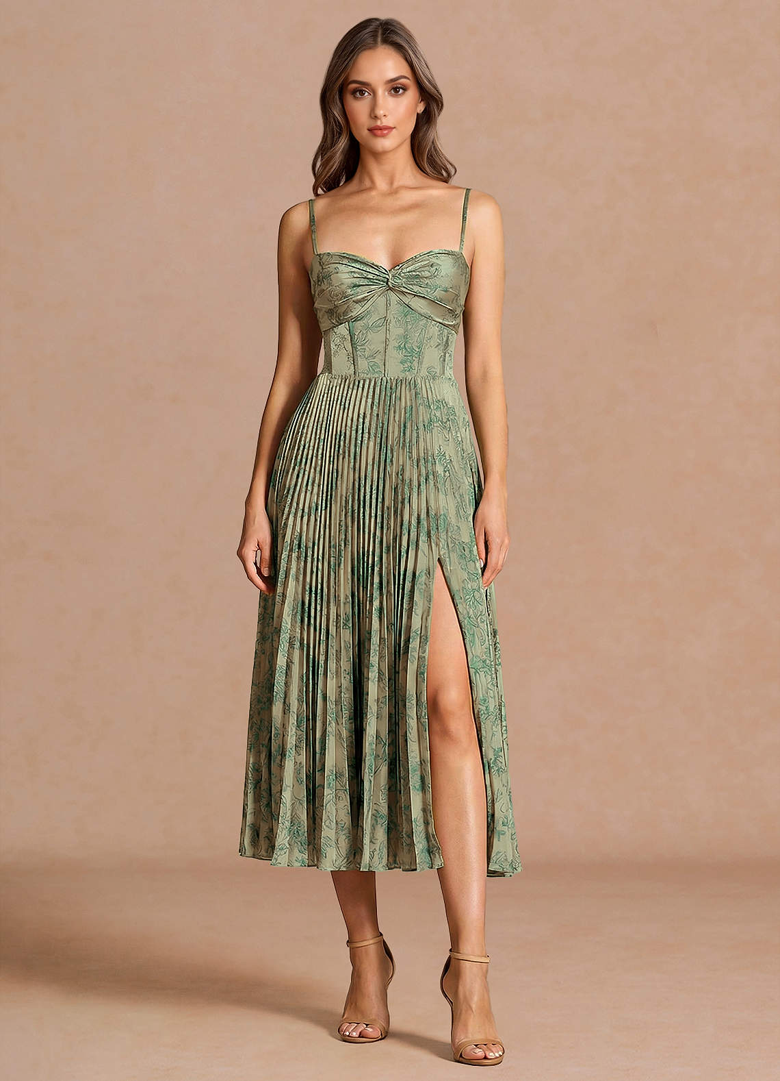 Vesper Platinum Teal Midi Dress | Azazie