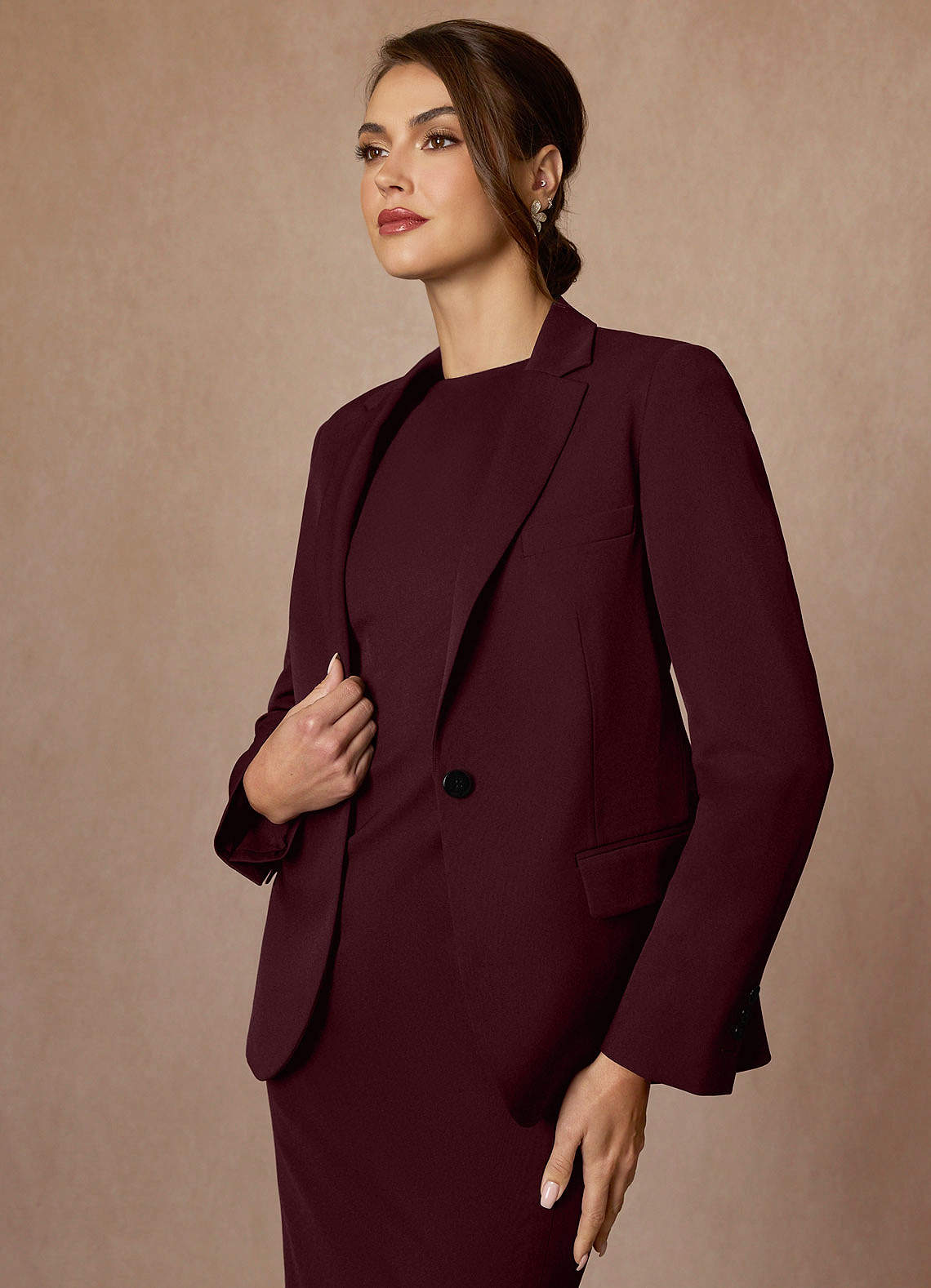 front Kennedy Cabernet Structured Stretch Blazer