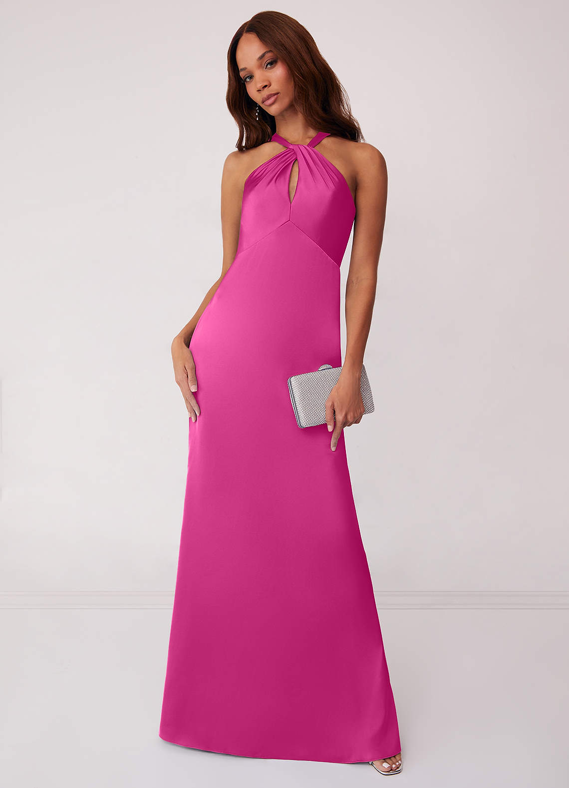 Barbie ♥ Azazie Bridesmaid Dresses Fuchsia Sheath Stretch Satin Dress image1